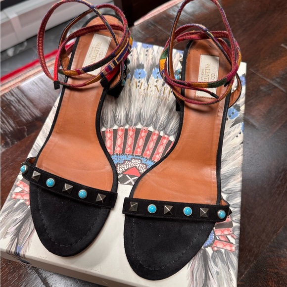 Valentino Black and Turquoise Heels - Picture 2 of 5